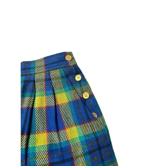 Vtg Colorful Plaid High Waisted Wide Leg Bermuda Shorts Baggy Small Wool Blend - Picture 3 of 9